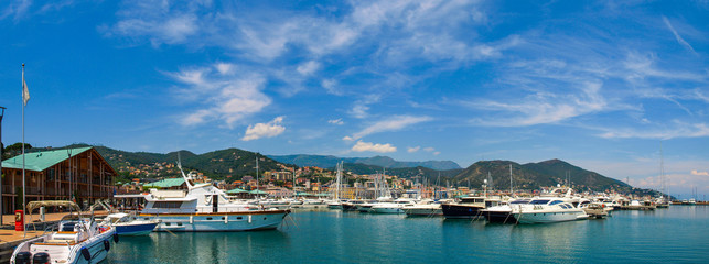Fototapeta na wymiar Panoramic view of Varazze Marina in Liguria, Italy