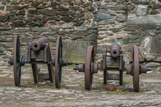 Old brass cannons
