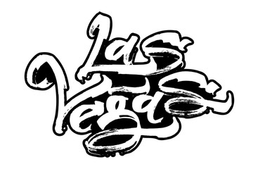 Las Vegas. Modern Calligraphy Hand Lettering for Serigraphy Print.