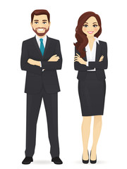 Business woman and man vector illustration set