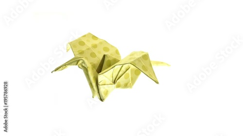 Beautiful Yellow Heron Origami Crane Animated Flying From