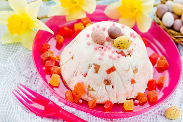 Easter cheese paska with dried fruits