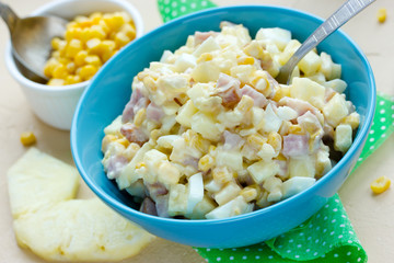 Ham pineapple corn cheese salad