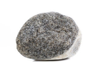 Single natural stone on white background, close-up