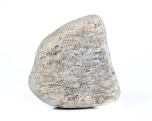 Single natural stone on white background, close-up