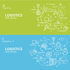Flat colorful design concept for Logistics. Infographic idea of making creative products..Template for website banner, flyer and poster.