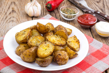 Slices of potato-grilled with rosemary