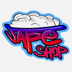 Vape shop text in graffiti style