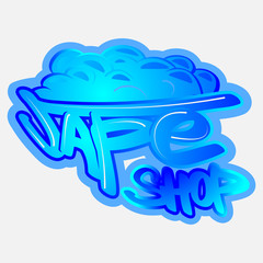 Vape shop text in graffiti style