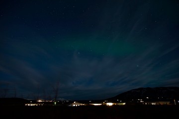 Iceland Aurora Northern Lights and star near Selfoss