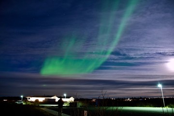 Iceland Aurora Northern Lights and star near Selfoss