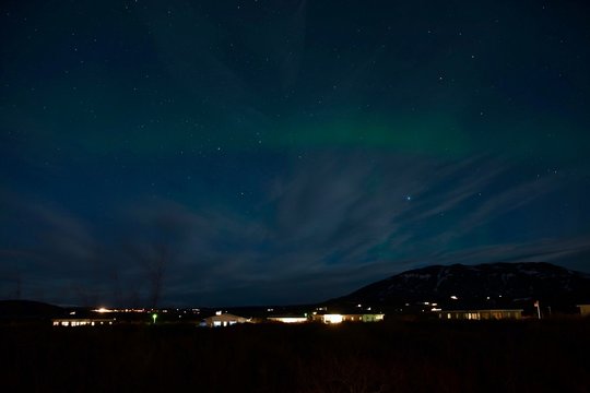 Iceland Aurora Northern Lights and star near Selfoss