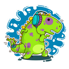 Cool Dino doodle illustration