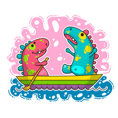 Cool Dino doodle illustration