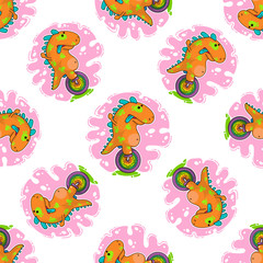 Cool Dino doodle vector pattern