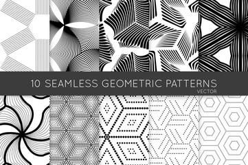 Collection of black and white seamless patterns