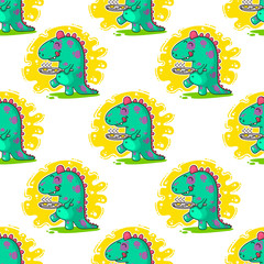Cool Dino doodle vector pattern