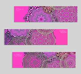 Ethnic banners template with floral Mandala ornament.
