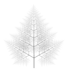 Flat Vector Computer Generated Self-Similar L-system Branching Tree Fractal  - Generative Art  
