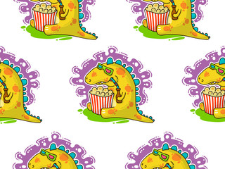 Cool Dino doodle vector pattern