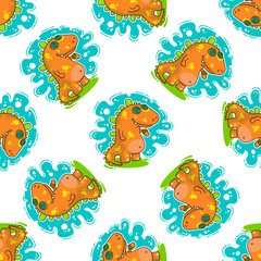 Cool Dino doodle vector pattern