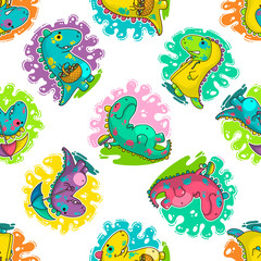 Cool Dino doodle vector pattern