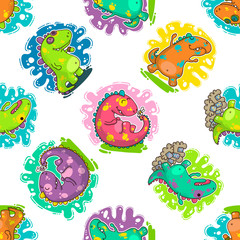 Cool Dino doodle vector pattern