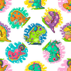 Cool Dino doodle vector pattern