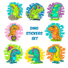 Cool Dino doodle vector stickers