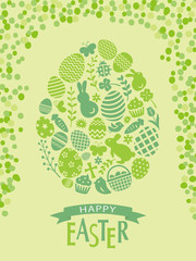 イースター　フラットアイコンの卵型のカード