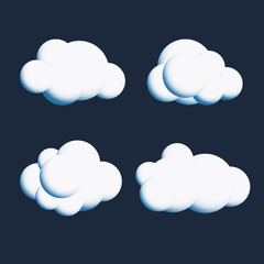 Vector White Cute Cloud Collection - Simple Cloud Set for Weather Forecast and Other Design Project 
