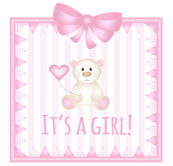 Obraz na płótnie Canvas New baby arrival announcement card- It's a girl