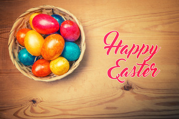 Happy Easter decorative concept background.