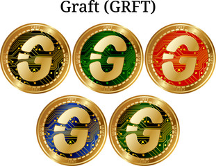 Set of physical golden coin Graft (GRFT)