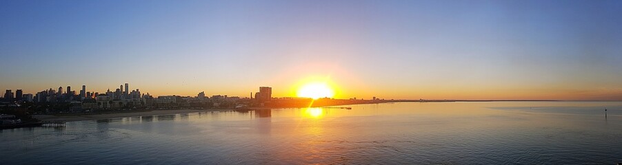Sonnenaufgang Melbourne Hafen Panorama