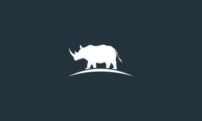 Vector illustration of a silhouette of a rhino standing, Rhino Silhouette African Strong Mammal Silhouette Logo Mascot