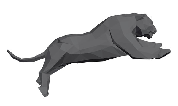 Polygonal tiger in attack