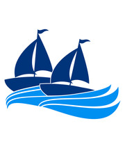 wellen 2 schiffe team paar logo design segeln boot schiff verein meer segelboot team crew
