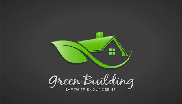 Eco Friendly Green house Logo. Vector Design