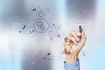 Modern computer virtual screen. Business technology and internet concept. IOT.