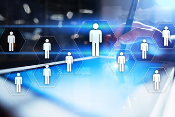 Human resource management, HR, recruitment, leadership and teambuilding. Business and technology concept.