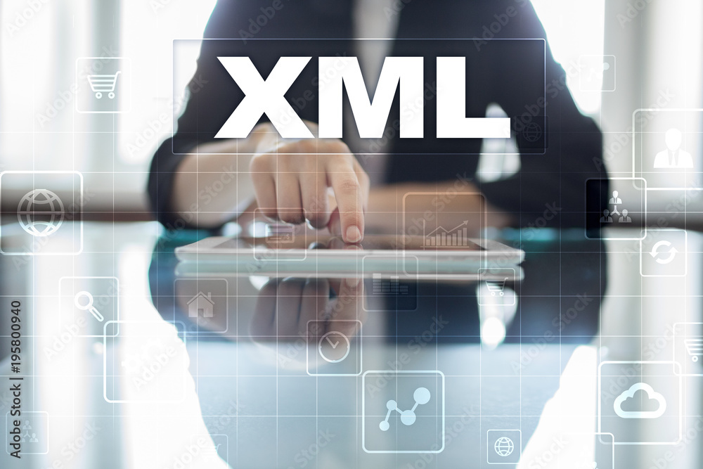 Poster xml. web development. internet and technology concept.