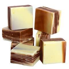 Cubes of black and white chocolate isolated