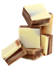 Cubes of black and white chocolate isolated