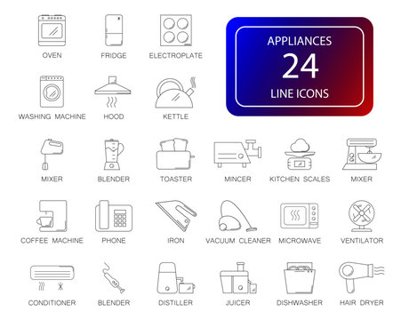 Line icons set. Appliances pack. Vector illustration	