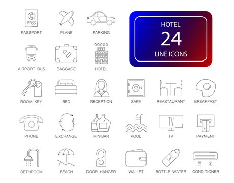 Line icons set. Hotel pack. Vector illustration	