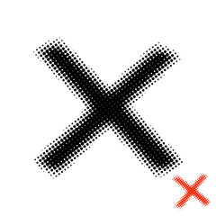 Sign X, Cross in halftone. NO icon for websites or applications. Reject symbol isolated on white background. Vector