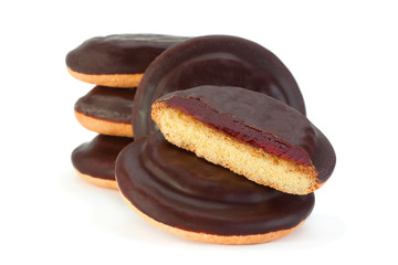 Cookies with fruit marmalade and chocolate