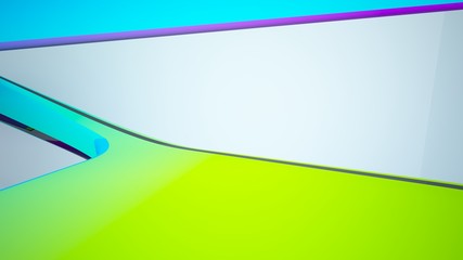 Obraz premium Abstract white and colored gradient smooth interior with window. 3D illustration and rendering.