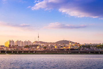 .. Beautifu seoul city in Daytime, Han river and N Seoul tower, South Korea.